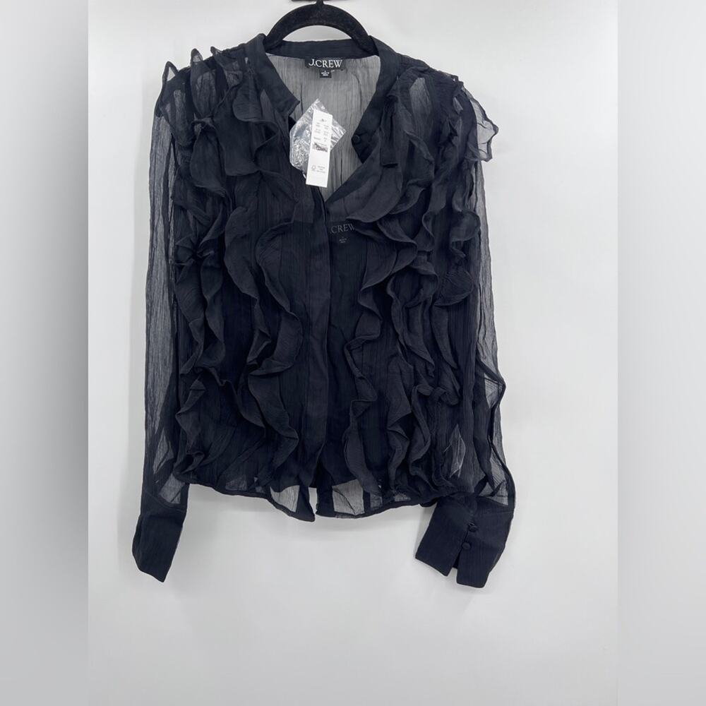 J.Crew Ruffle-front top in crinkle cupro - Picture 5 of 5